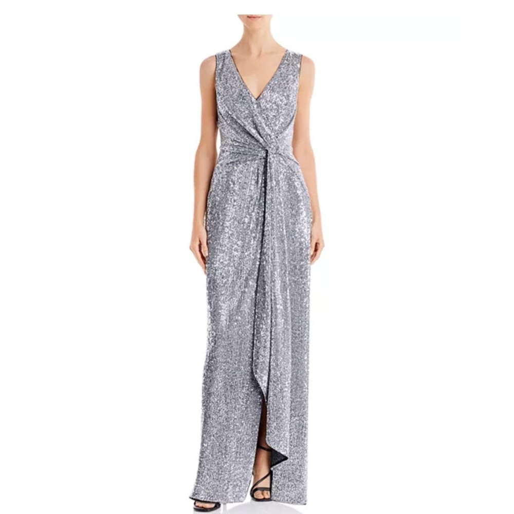 NWOT Aidan Mattox Sequin Twist-Front Gown US SIZE 0